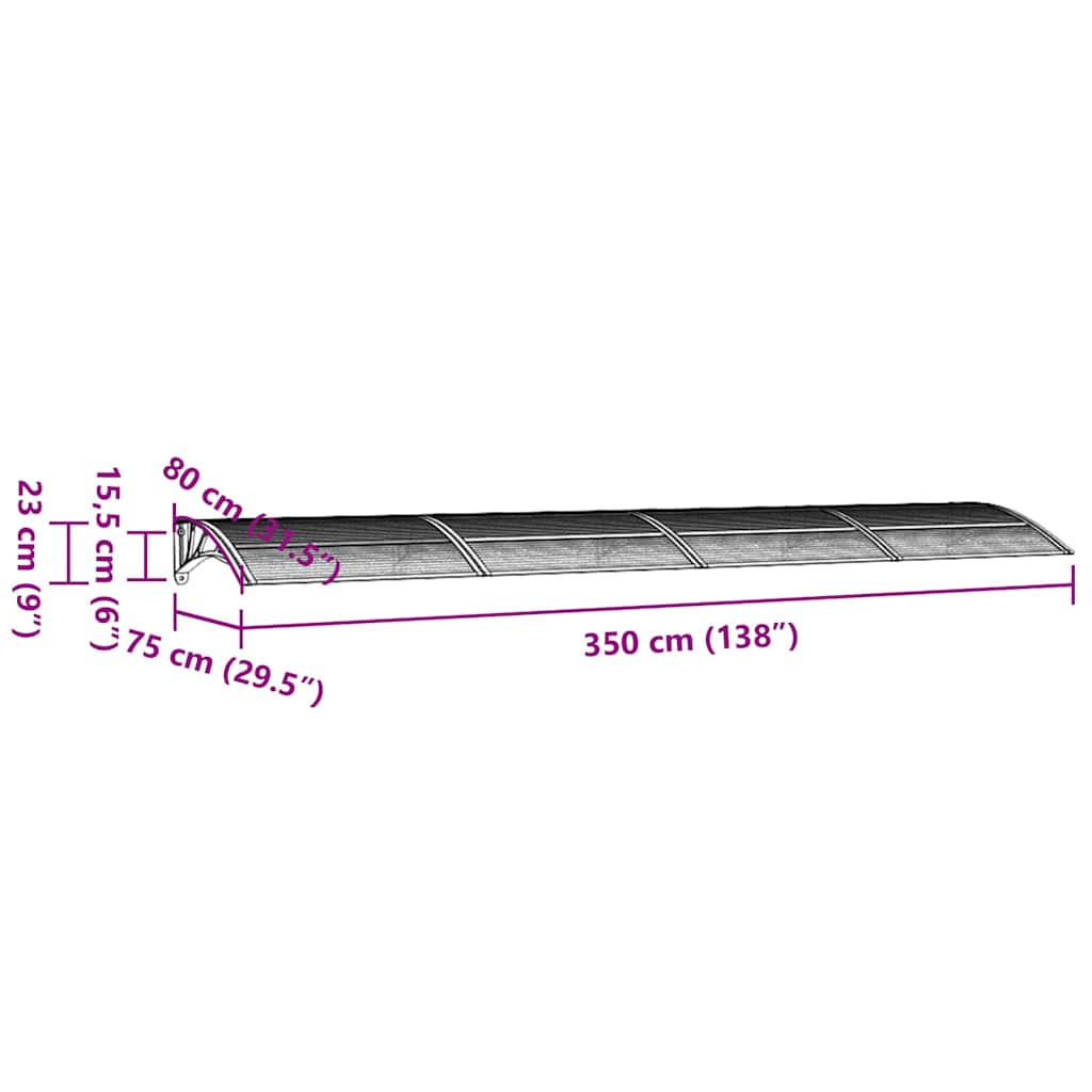 8720845680329_g_en_hd_4 vidaXL Door Canopy Black 350x75 cm Polycarbonate - Image 6