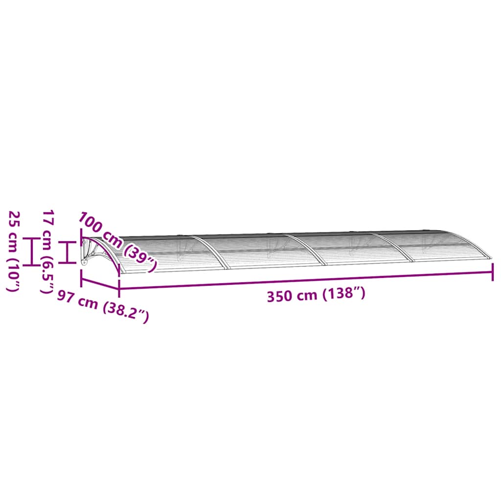 8720845680336_g_en_hd_5 vidaXL Door Canopy Black 350x100 cm Polycarbonate - Image 7