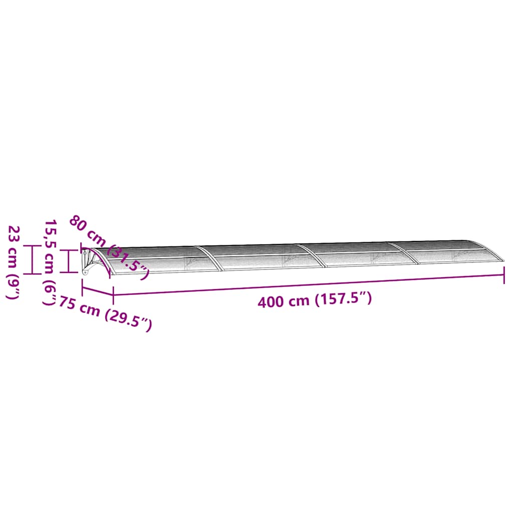 8720845680367_g_en_hd_5 vidaXL Door Canopy Black and Transparent 400x75 cm Polycarbonate - Image 7