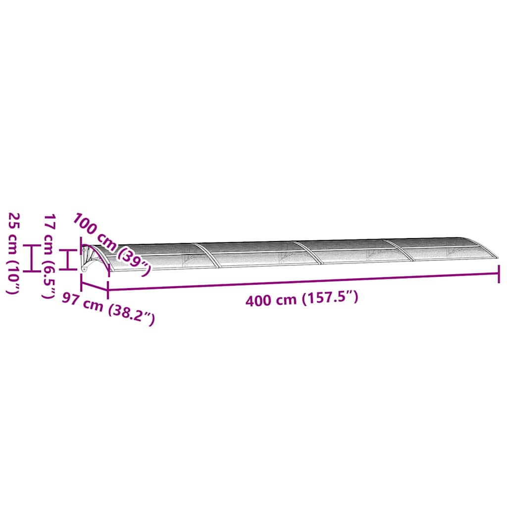8720845680411_g_en_hd_5 vidaXL Door Canopy Black 400x100 cm Polycarbonate - Image 7