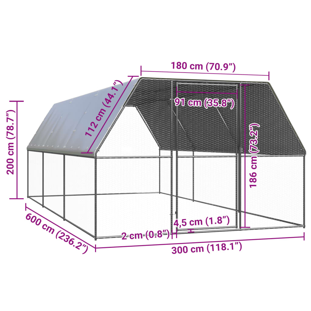 8720845682590_g_en_hd_4 vidaXL Outdoor Chicken Cage 3x6x2 m Galvanised Steel - Image 5