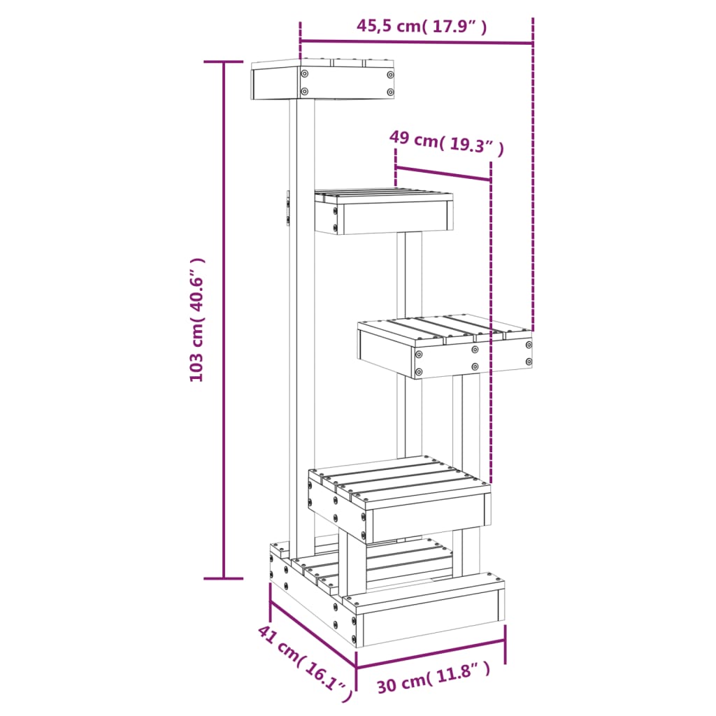 8720845683665_g_en_hd_5 vidaXL Cat Tree 45.5x49x103 cm Solid Wood Pine - Image 7