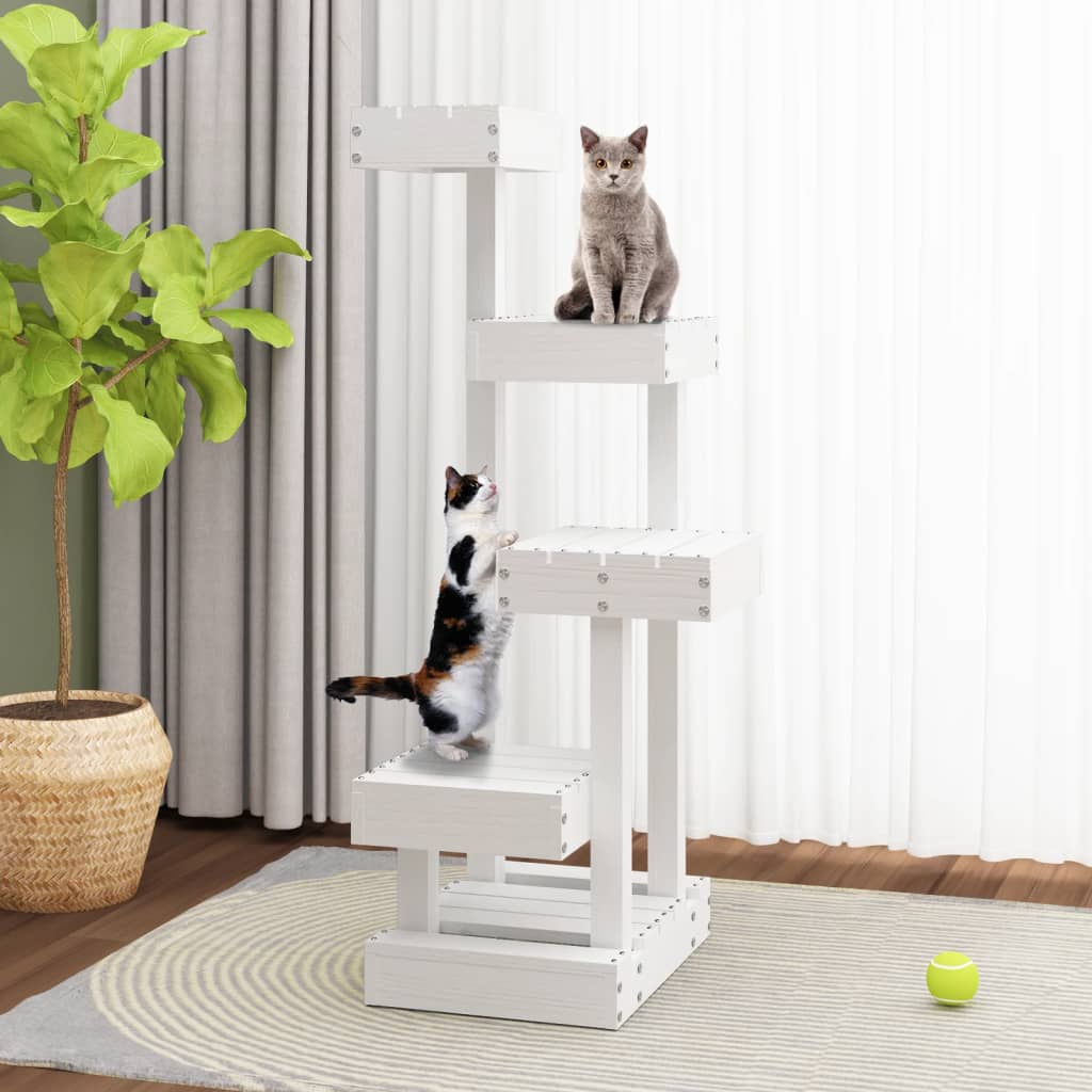 8720845683672_g_en_hd_1 vidaXL Cat Tree White 45.5x49x103 cm Solid Wood Pine - Image 3