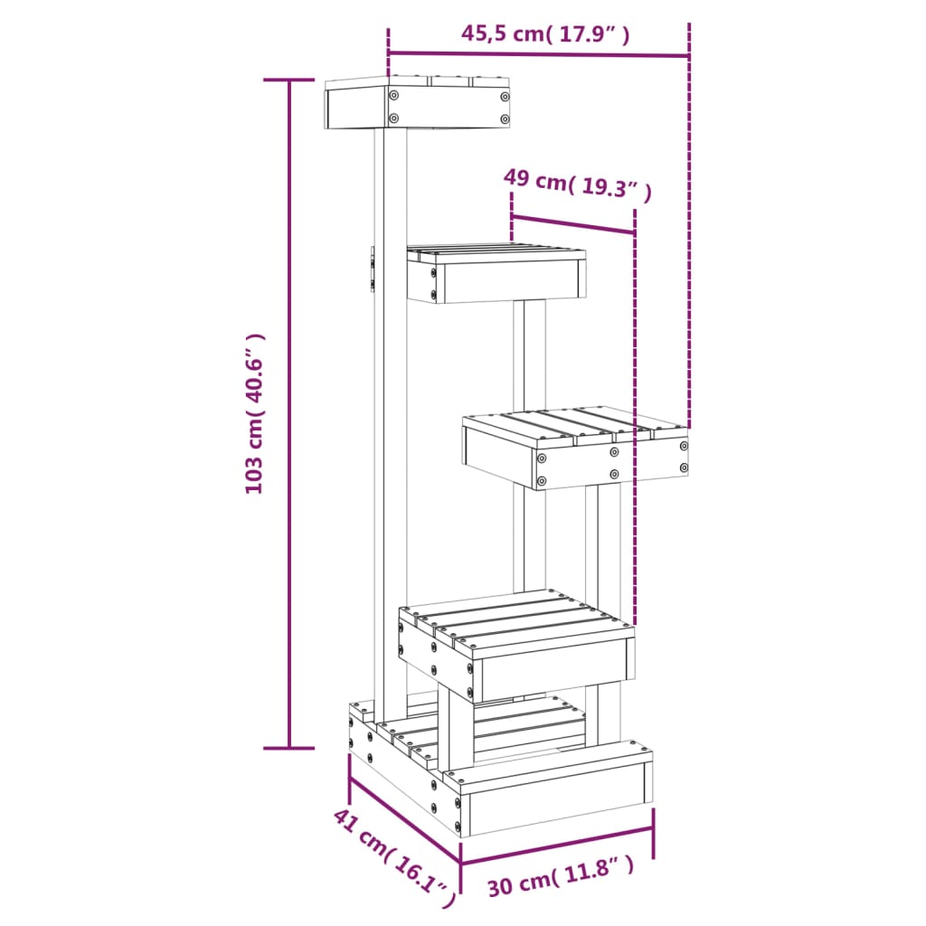 8720845683672_g_en_hd_5 vidaXL Cat Tree White 45.5x49x103 cm Solid Wood Pine - Image 7
