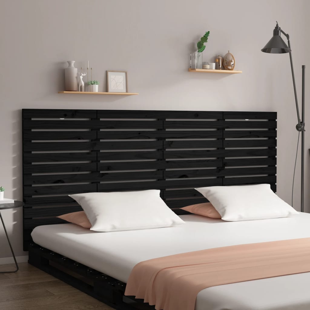 vidaXL Wall Headboard Black 186 cm Solid Wood Pine