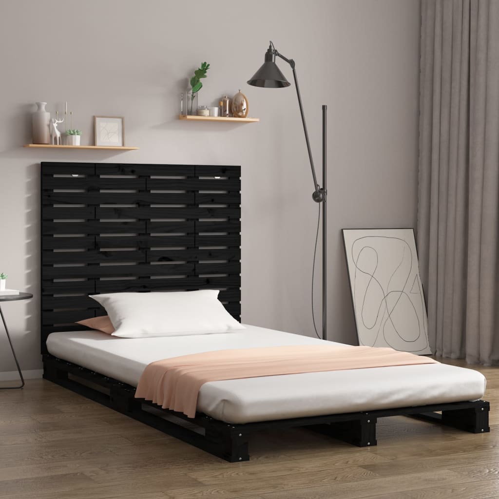 vidaXL Wall Headboard Black 141 cm Solid Wood Pine