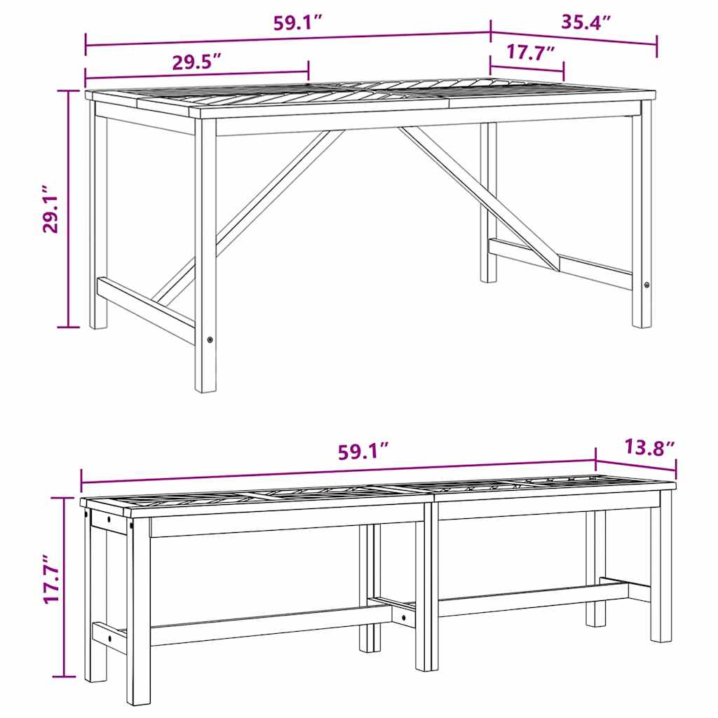8720845689421_wbg-siz_en_hd_1 vidaXL Garden Dining Set 3 pcs Brown 150 x 90 x 74 cm - Image 11