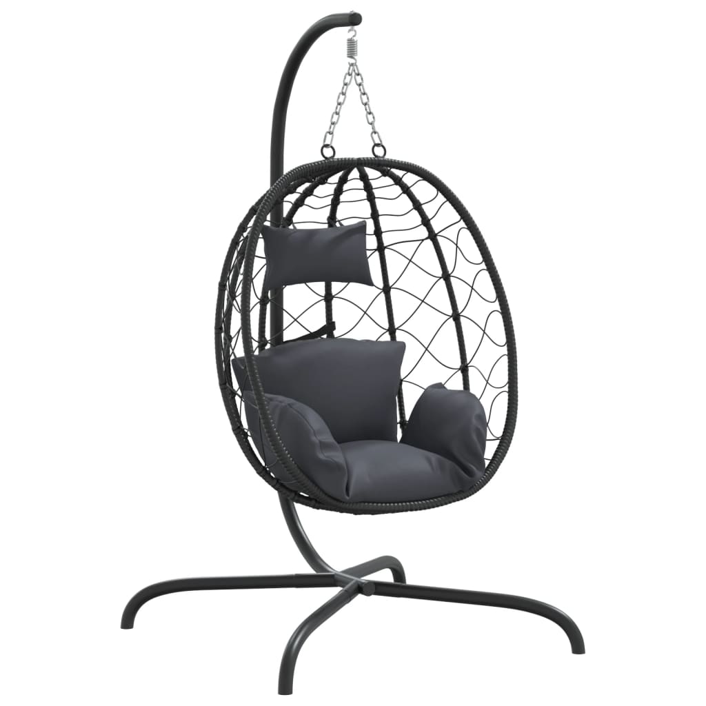 8720845690038_a_en_hd_1 vidaXL Hanging Egg Chair with Cushion Anthracite Poly Rattan&Steel - Image 2
