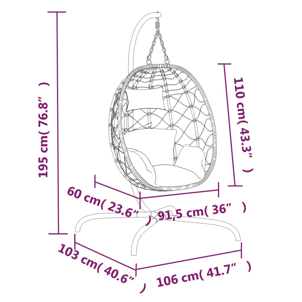 8720845690038_g_en_hd_6 vidaXL Hanging Egg Chair with Cushion Anthracite Poly Rattan&Steel - Image 8