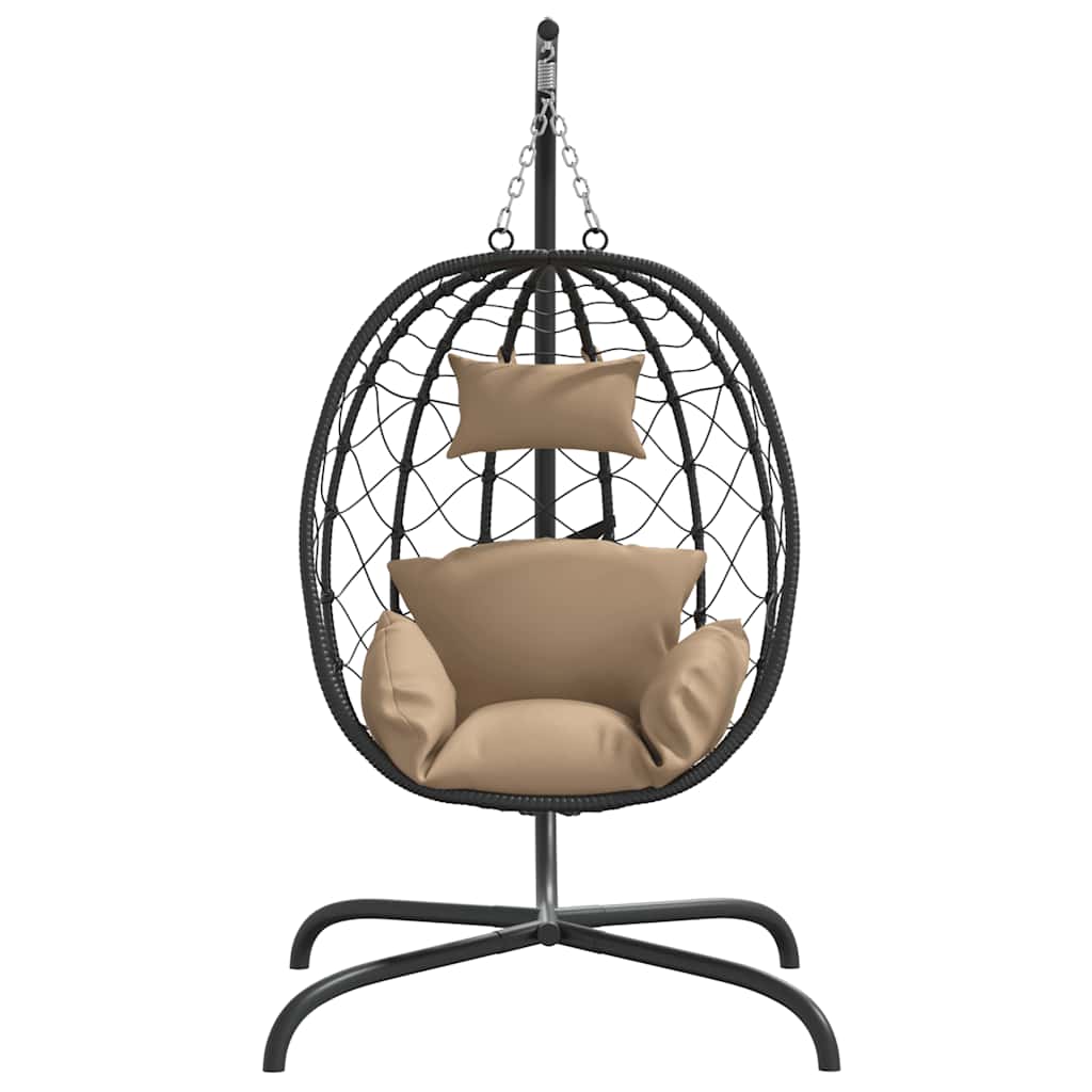 8720845690052_g_en_hd_1 vidaXL Hanging Egg Chair with Cushion Taupe Poly Rattan&Steel - Image 3