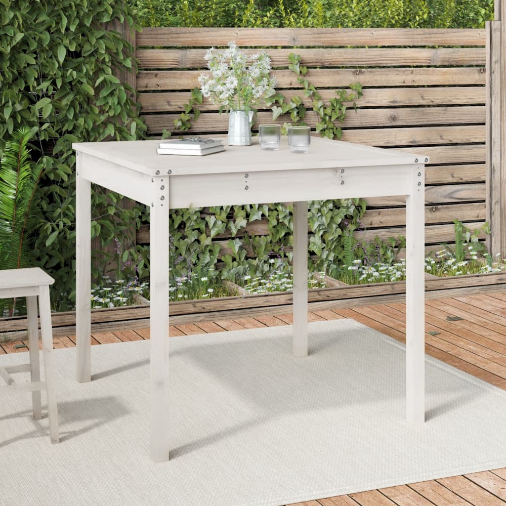 vidaXL Garden Table White 82.5x82.5x76 cm Solid Wood Pine