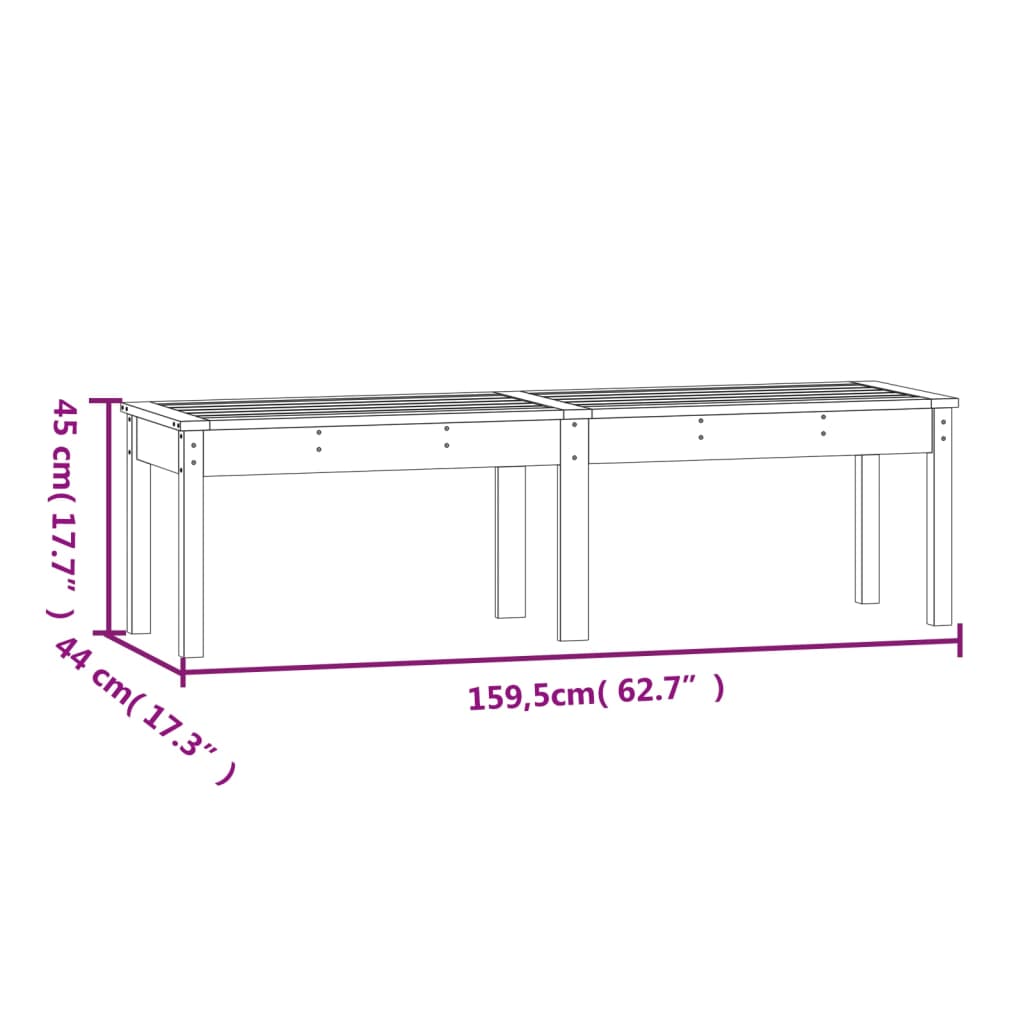 8720845691400_g_en_hd_6 vidaXL 2-Seater Garden Bench Black 159.5x44x45 cm Solid Wood Pine - Image 8