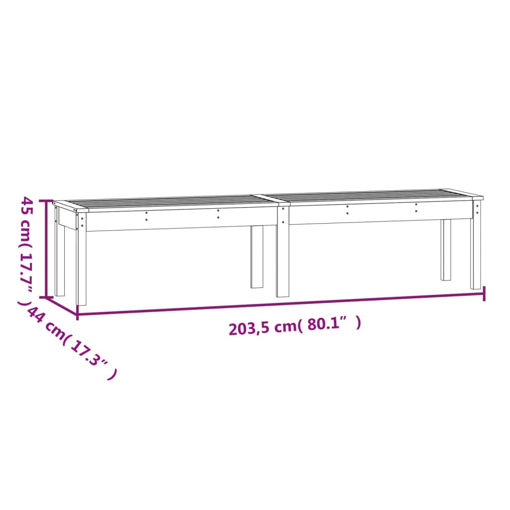8720845691448_g_en_hd_6 vidaXL 2-Seater Garden Bench Grey 203.5x44x45 cm Solid Wood Pine - Image 8