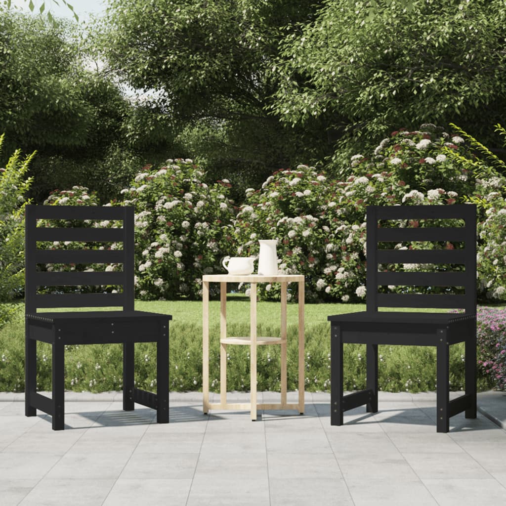 vidaXL Garden Chairs 2 pcs Black 50x48x91.5 cm Solid Wood Pine