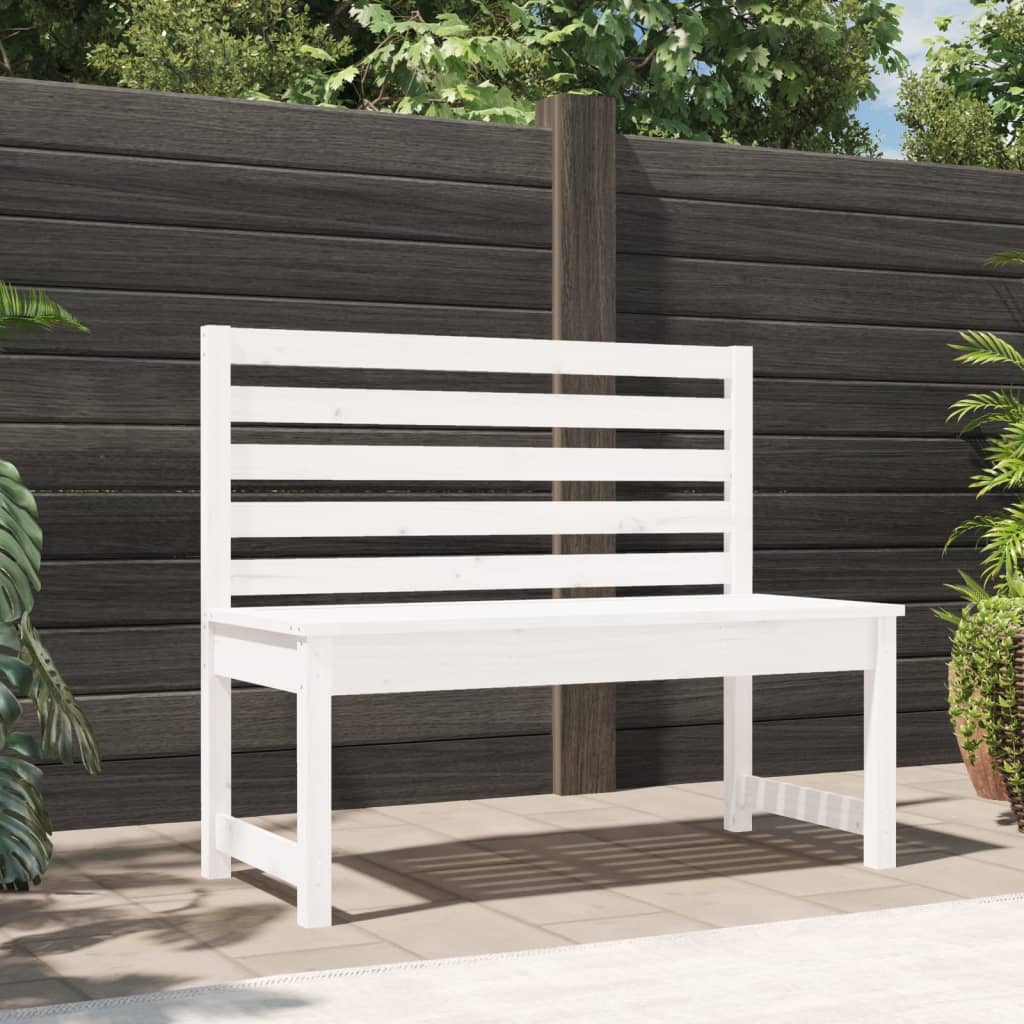 vidaXL Garden Bench White 109 cm Solid Wood Pine