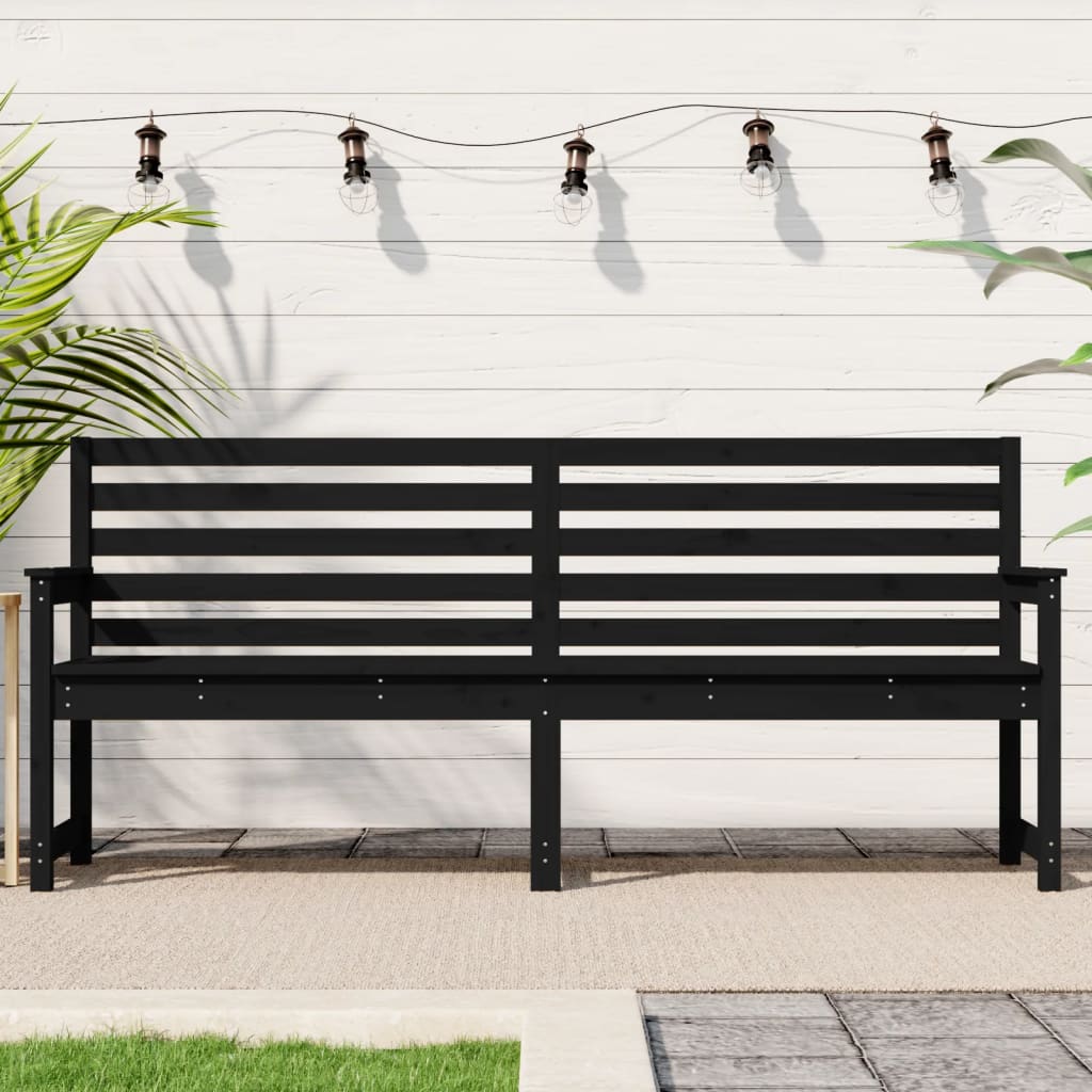 8720845691943_m_en_hd_1 vidaXL Garden Bench Black 203.5x48x91.5 cm Solid Wood Pine - Image 1