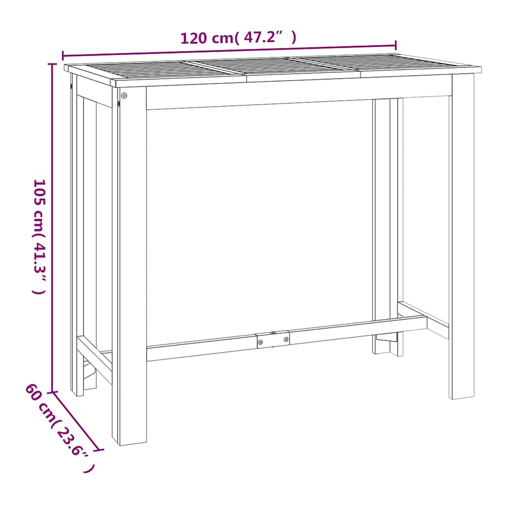 8720845693107_g_en_hd_4 vidaXL Garden Bar Table 120x60x105 cm Solid Wood Acacia - Image 6