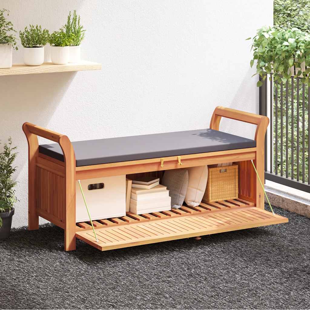vidaXL Garden Storage Bench with Cushion 126 cm Solid Wood Acacia