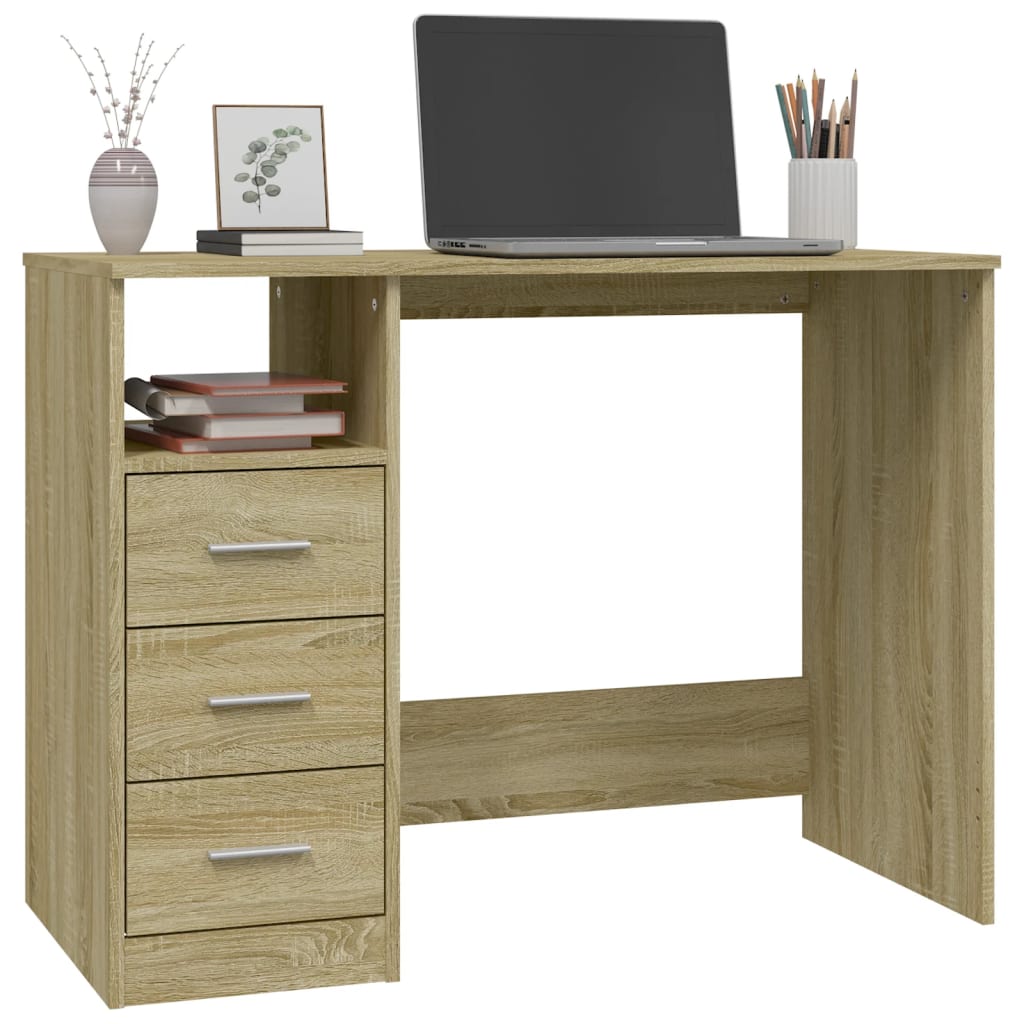 8720845693473_g_en_hd_2 vidaXL Desk with Drawers Sonoma Oak 102x50x76 cm Engineered Wood - Image 5