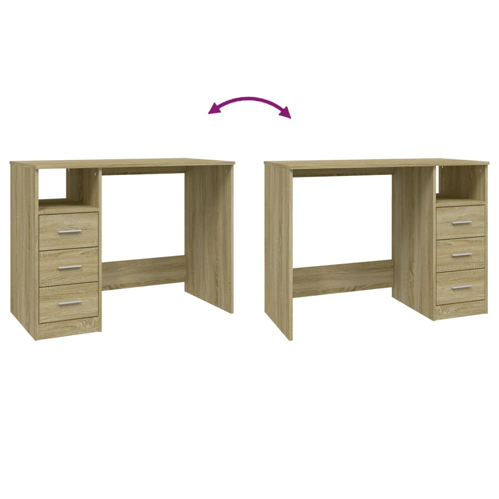 8720845693473_g_en_hd_7 vidaXL Desk with Drawers Sonoma Oak 102x50x76 cm Engineered Wood - Image 10