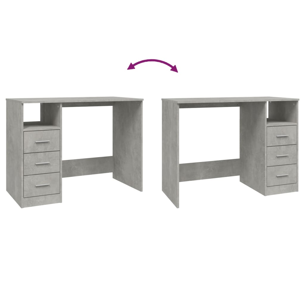 8720845693480_g_en_hd_7 vidaXL Desk with Drawers Concrete Grey 102x50x76 cm Engineered Wood - Image 10