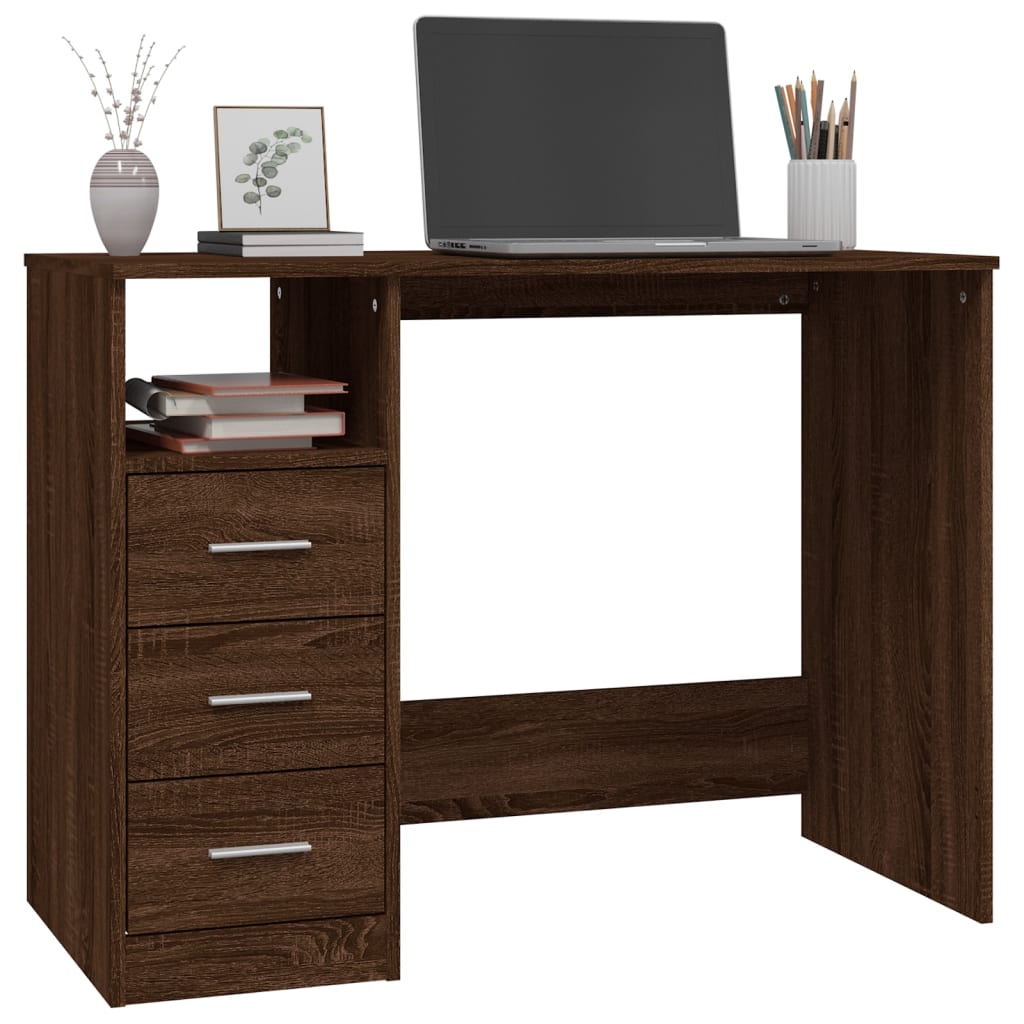8720845693510_g_en_hd_2 vidaXL Desk with Drawers Brown Oak 102x50x76 cm Engineered Wood - Image 5