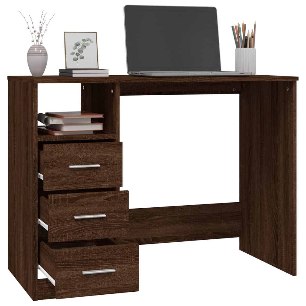8720845693510_g_en_hd_3 vidaXL Desk with Drawers Brown Oak 102x50x76 cm Engineered Wood - Image 6