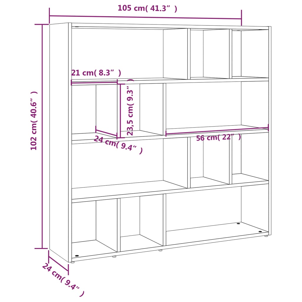 8720845693688_g_en_hd_6 vidaXL Book Cabinet/Room Divider White 105x24x102 cm - Image 9