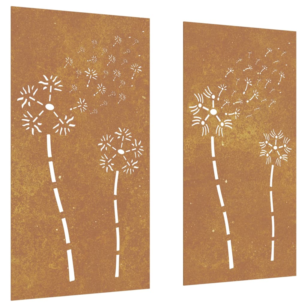 8720845719197_a_en_hd_1 vidaXL Garden Wall Decorations 2pcs 105x55cm Corten Steel Flower Design - Image 2