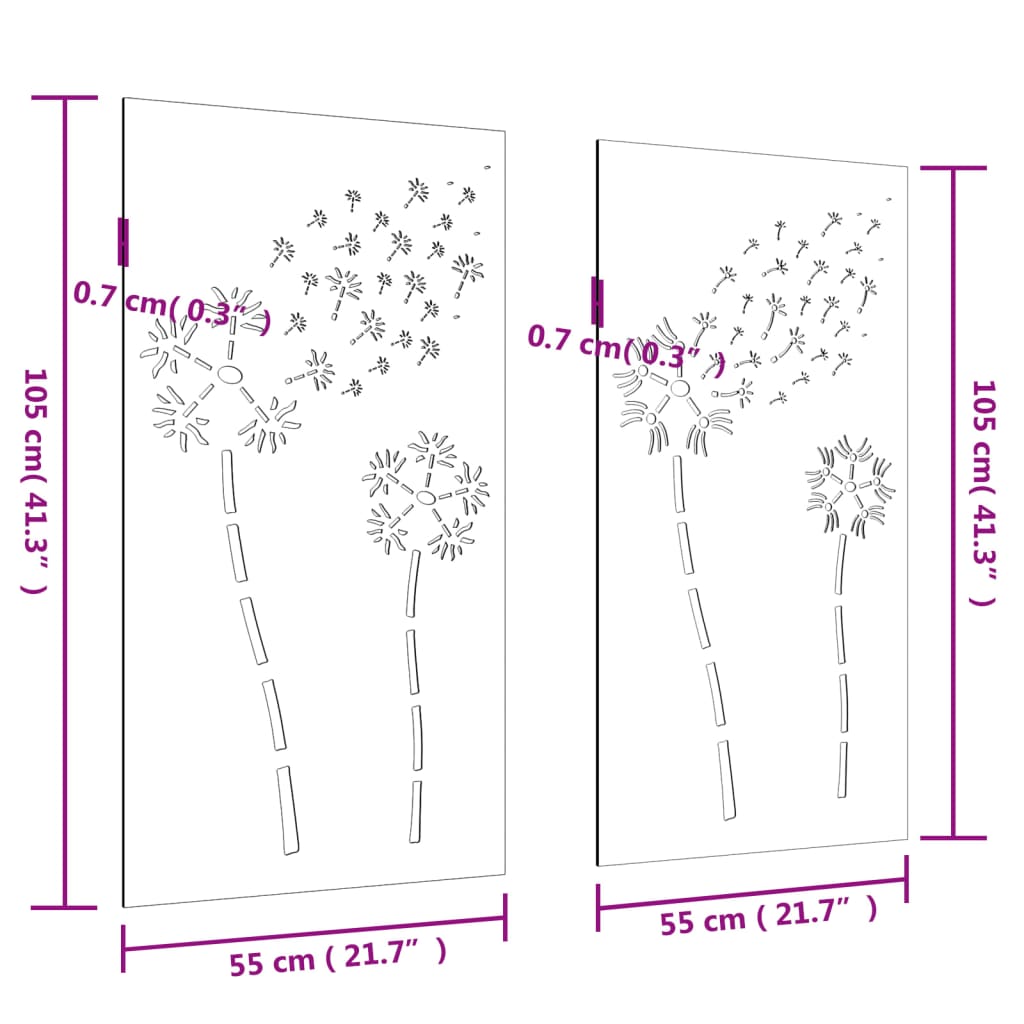 8720845719197_g_en_hd_6 vidaXL Garden Wall Decorations 2pcs 105x55cm Corten Steel Flower Design - Image 8