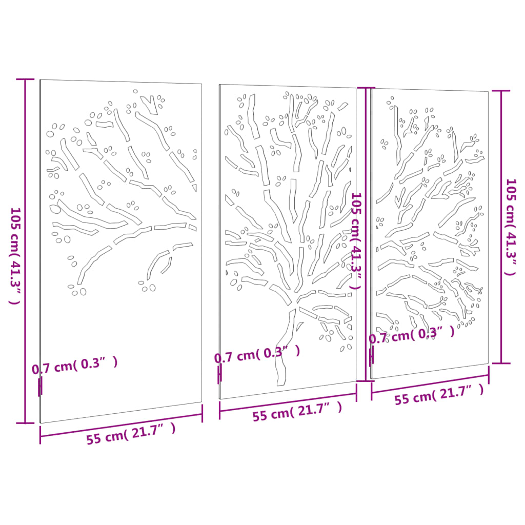 8720845719418_g_en_hd_6 vidaXL Garden Wall Decorations 3 pcs 105x55 cm Corten Steel Tree Design - Image 8