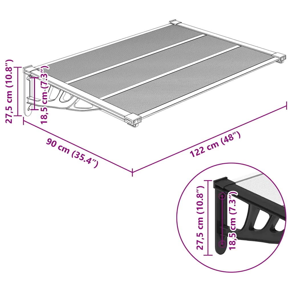 8720845720490_g_en_hd_4 vidaXL Door Canopy Black and Transparent 122x90 cm Polycarbonate - Image 6