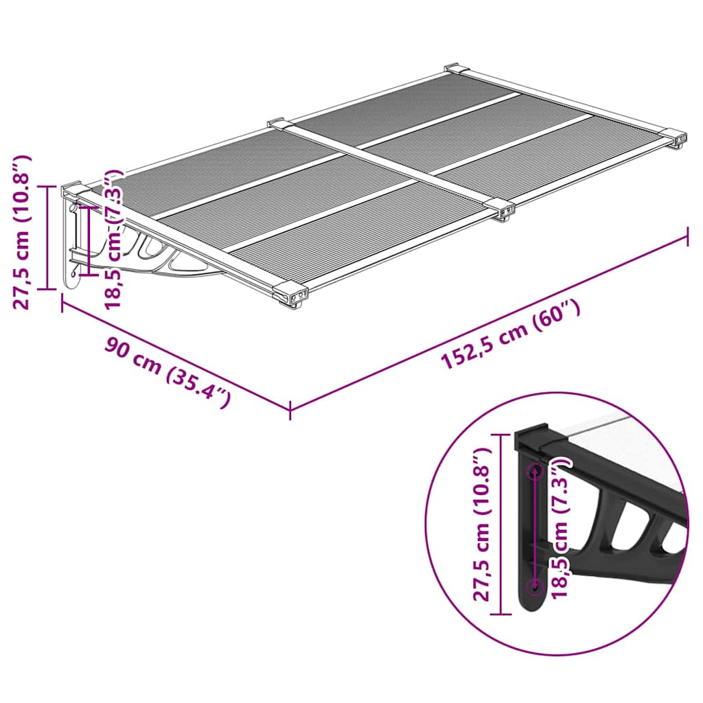 8720845720506_g_en_hd_4 vidaXL Door Canopy Black and Transparent 152.5x90 cm Polycarbonate - Image 6
