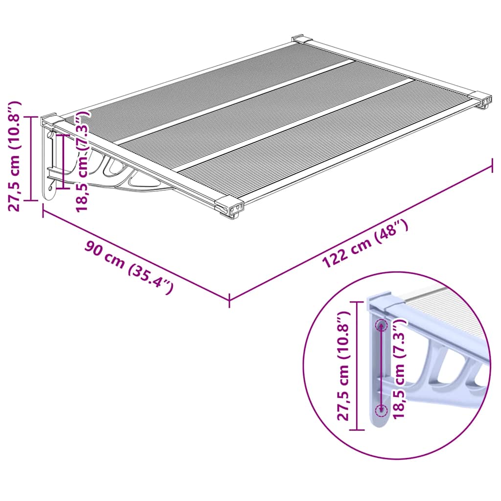 8720845720568_g_en_hd_4 vidaXL Door Canopy Grey and Transparent 122x90 cm Polycarbonate - Image 6