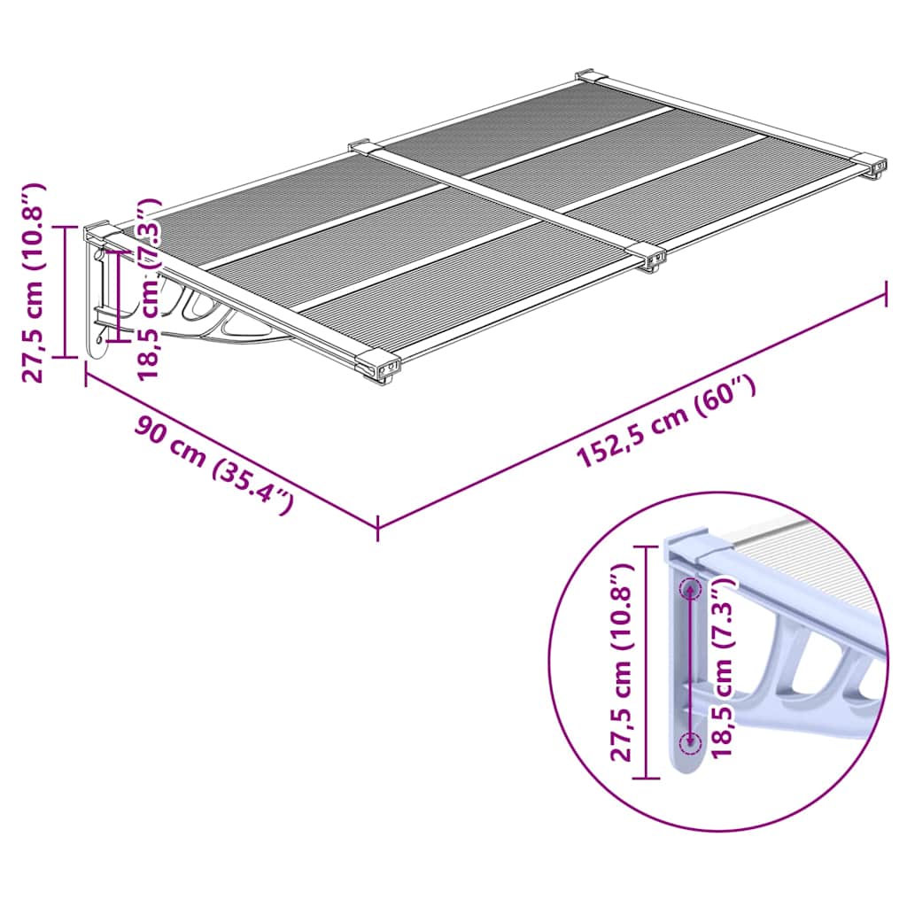 8720845720575_g_en_hd_4 vidaXL Door Canopy Grey and Transparent 152.5x90 cm Polycarbonate - Image 6