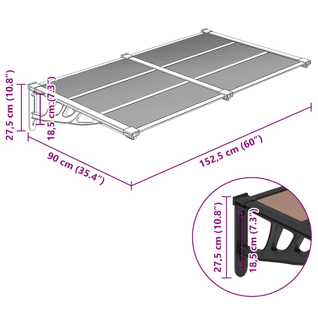 8720845720643_g_en_hd_4 vidaXL Door Canopy Black 152.5x90 cm Polycarbonate - Image 6