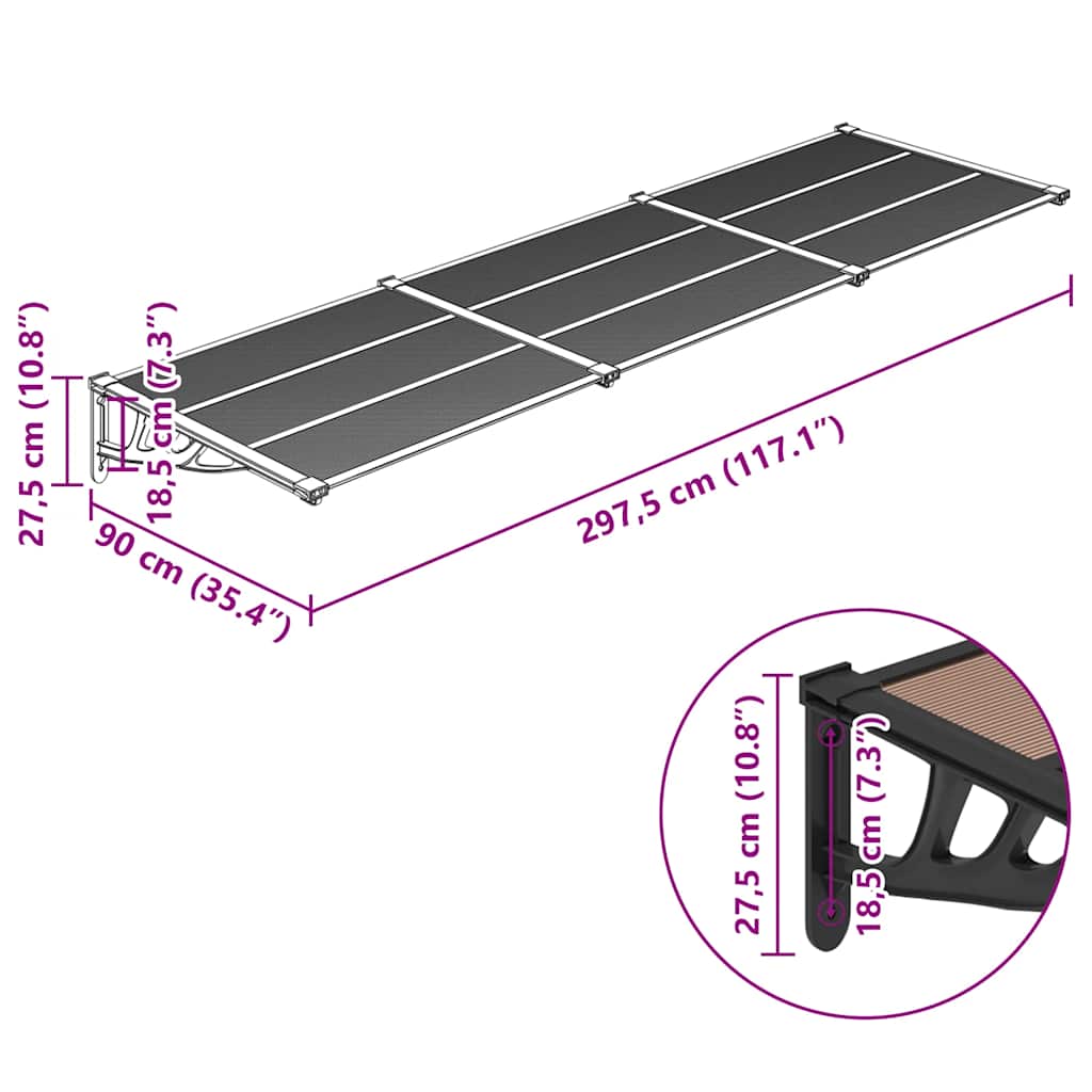 8720845720674_g_en_hd_4 vidaXL Door Canopy Black 297.5x90 cm Polycarbonate - Image 6