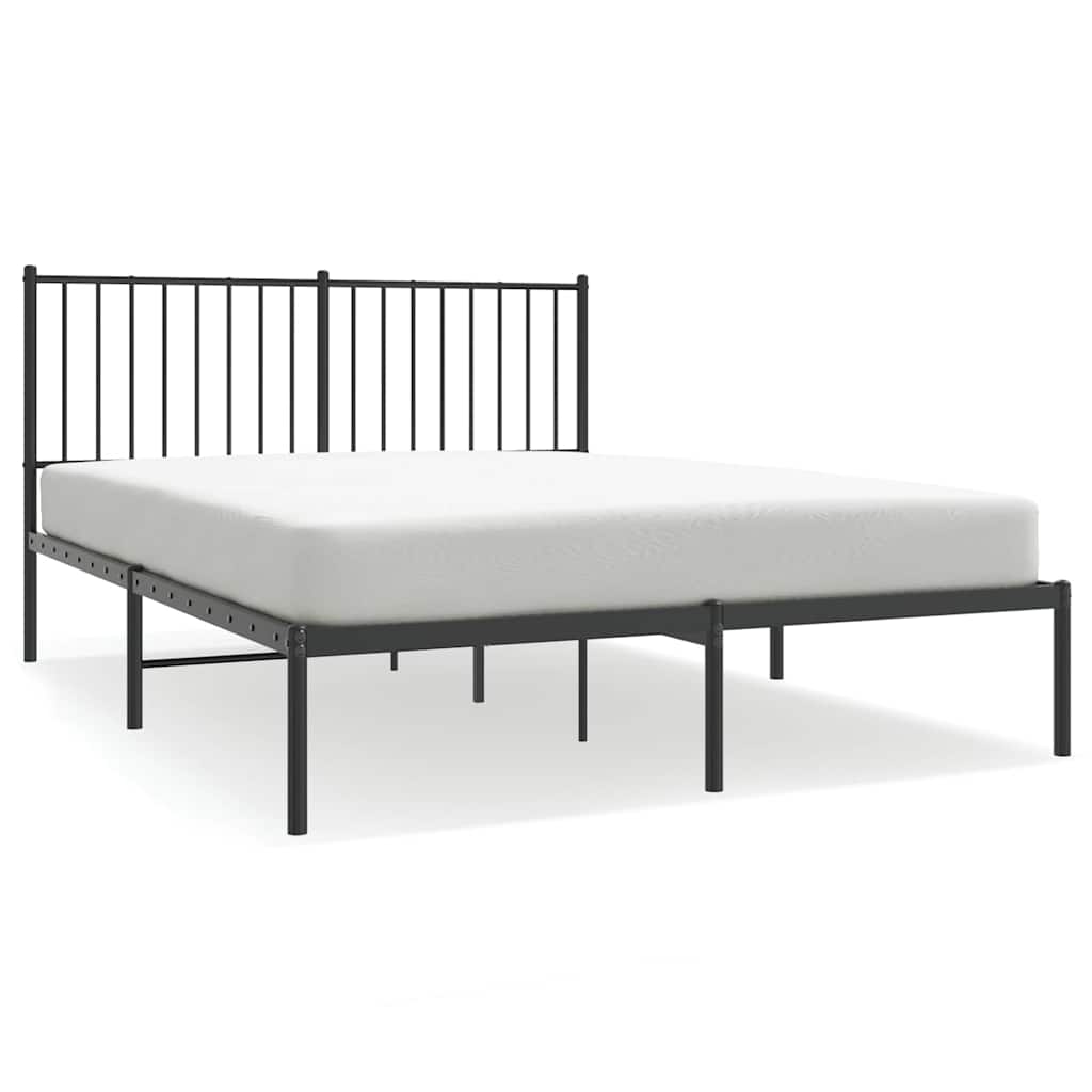 8720845721053_a_en_hd_1 vidaXL Metal Bed Frame without Mattress with Headboard Black 135x190 cm - Image 2