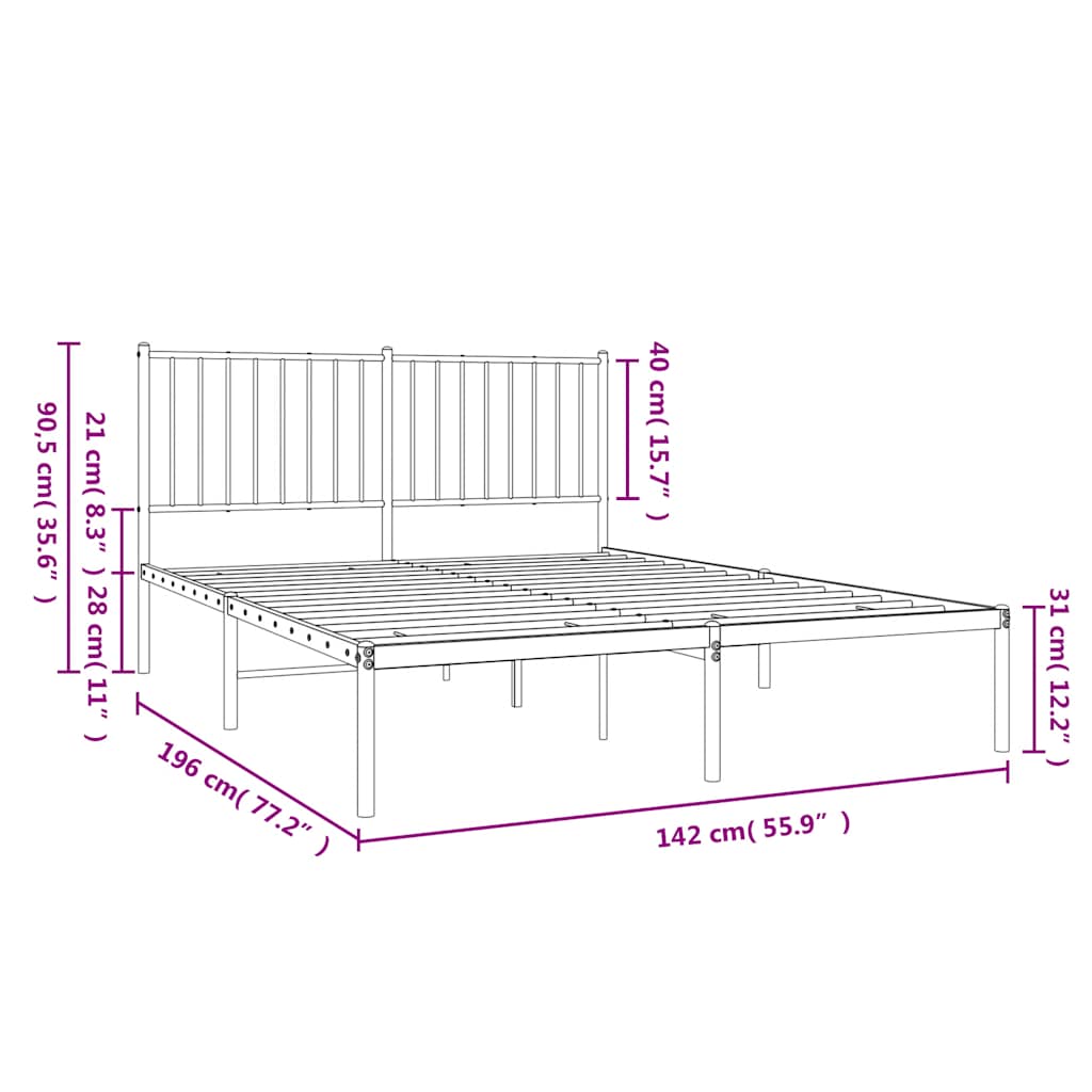8720845721053_g_en_hd_8 vidaXL Metal Bed Frame without Mattress with Headboard Black 135x190 cm - Image 10