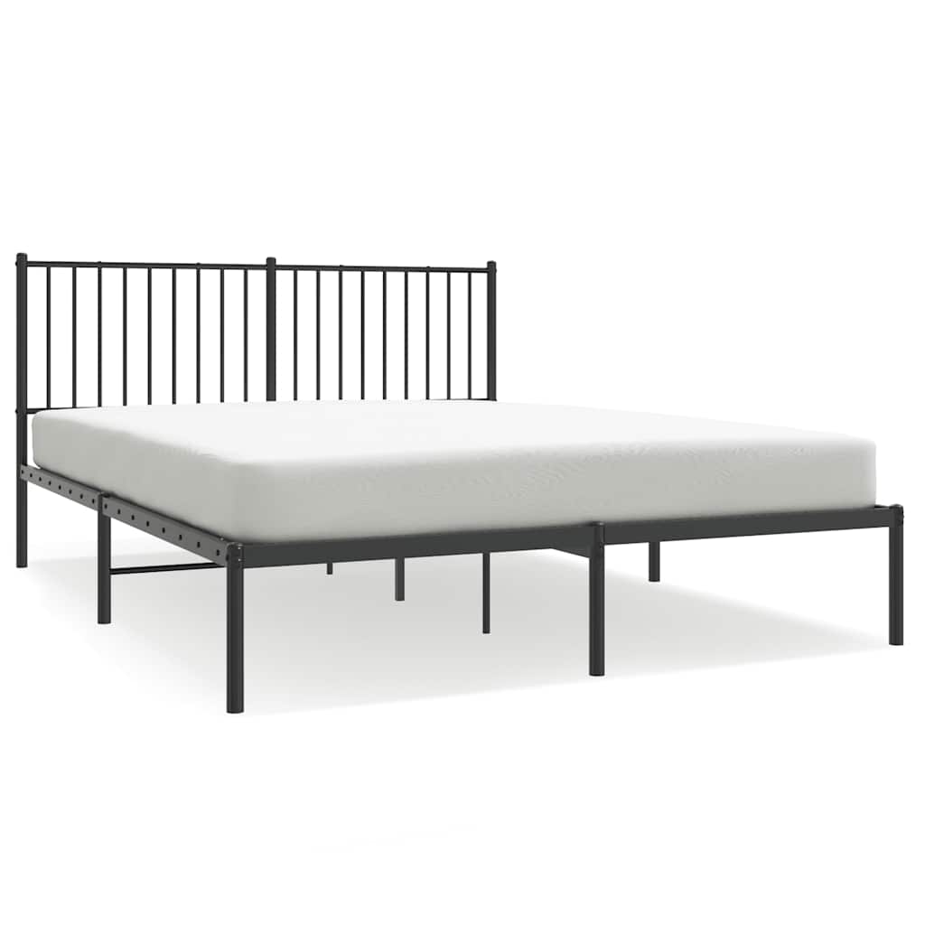 8720845721084_a_en_hd_1 vidaXL Metal Bed Frame without Mattress with Headboard Black 150x200 cm - Image 2