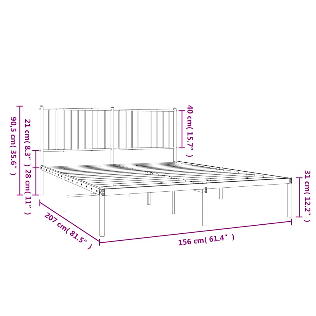 8720845721084_g_en_hd_8 vidaXL Metal Bed Frame without Mattress with Headboard Black 150x200 cm - Image 10