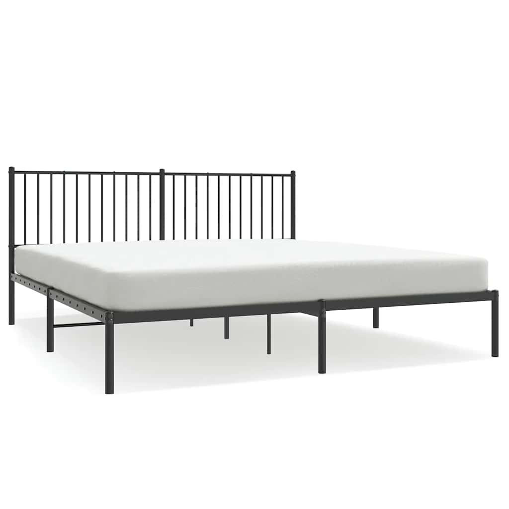 8720845721107_a_en_hd_1 vidaXL Metal Bed Frame without Mattress with Headboard Black 183x203 cm King - Image 2