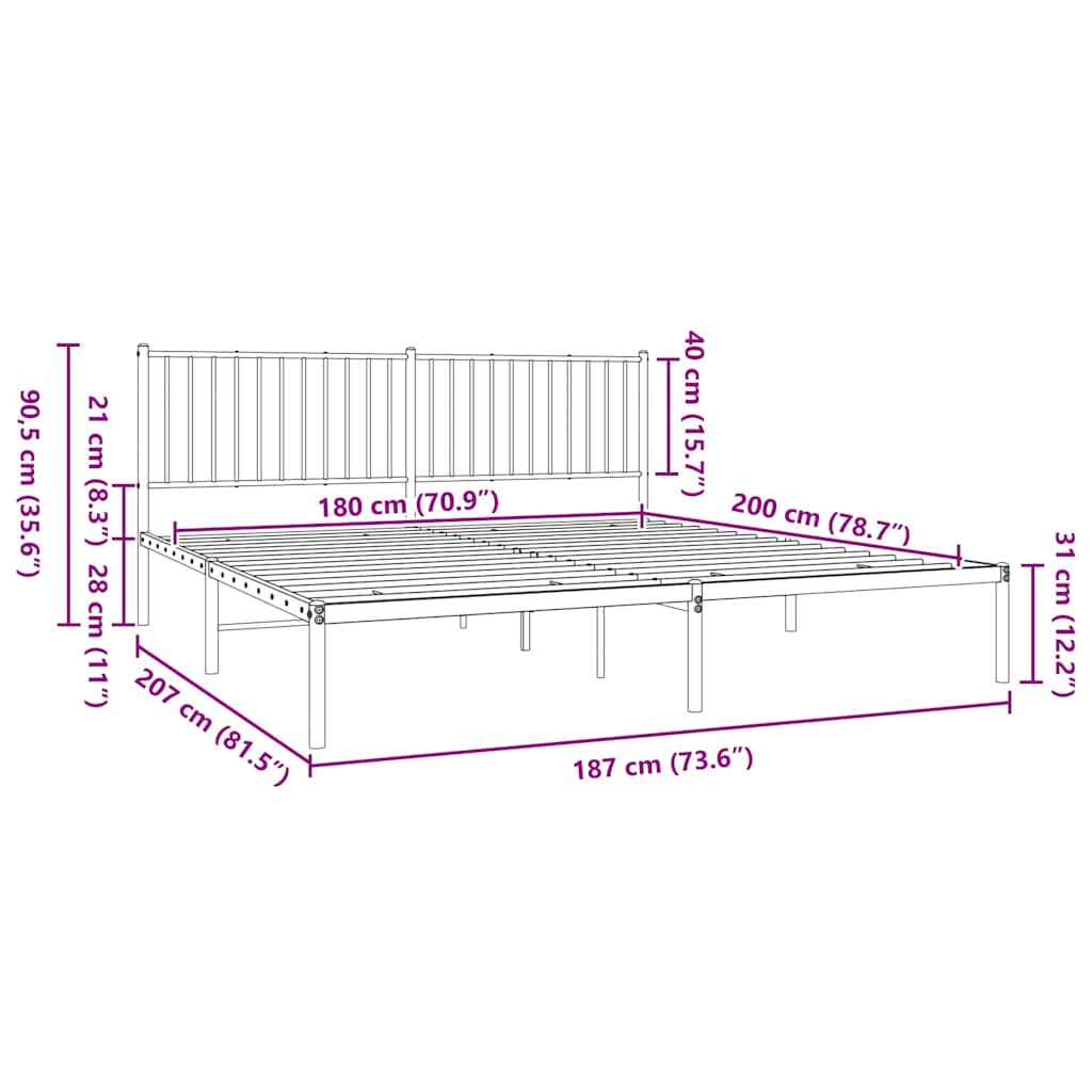 8720845721107_g_en_hd_7 vidaXL Metal Bed Frame without Mattress with Headboard Black 183x203 cm King - Image 9