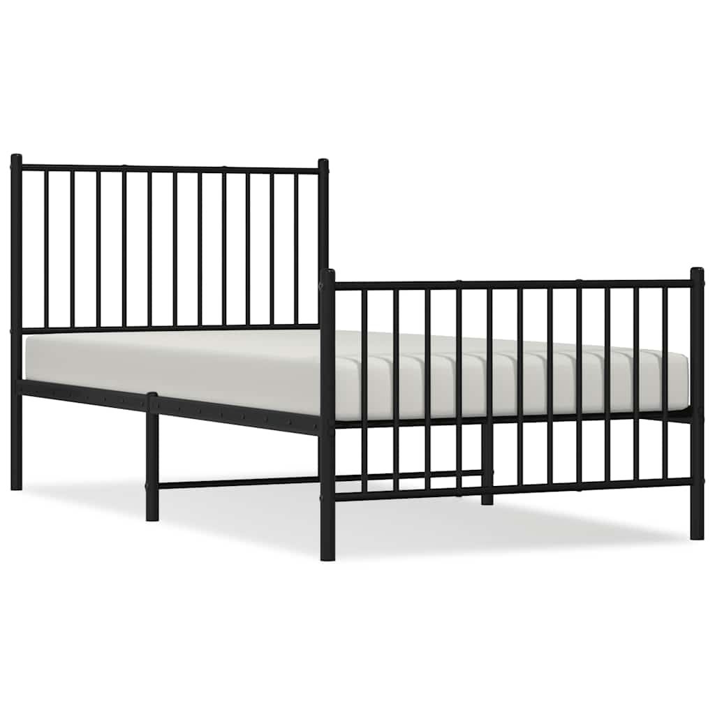 8720845721169_a_en_hd_1 vidaXL Metal Bed Frame without Mattress with Footboard Black 90x190 cm - Image 2