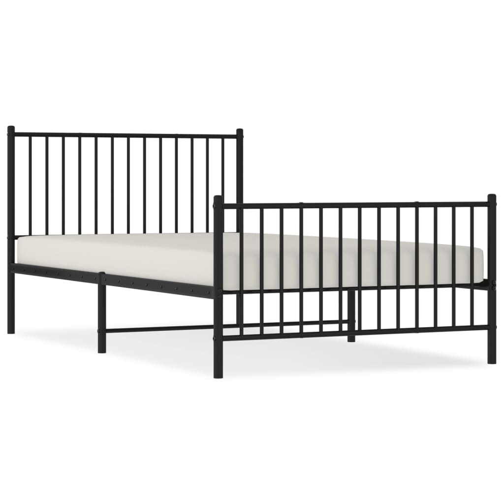 8720845721206_a_en_hd_1 vidaXL Metal Bed Frame without Mattress with Footboard Black 107x203 cm King Single - Image 2