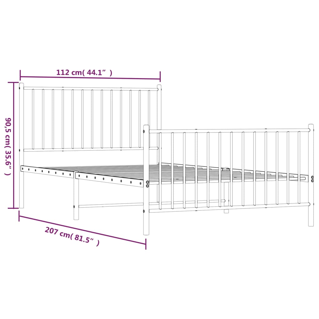 8720845721206_g_en_hd_7 vidaXL Metal Bed Frame without Mattress with Footboard Black 107x203 cm King Single - Image 9