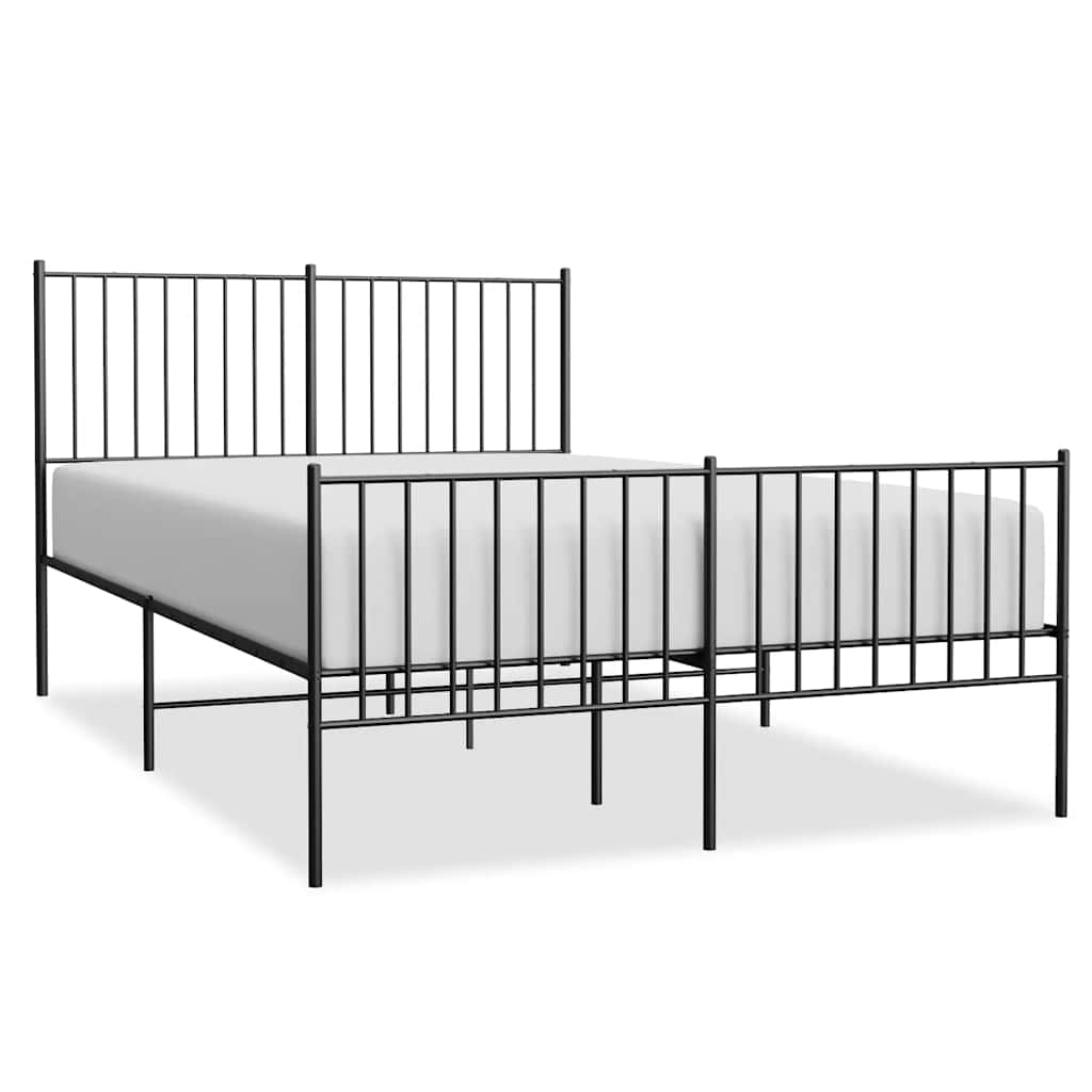 8720845721237_a_en_hd_1 vidaXL Metal Bed Frame without Mattress with Footboard Black 135x190 cm - Image 2