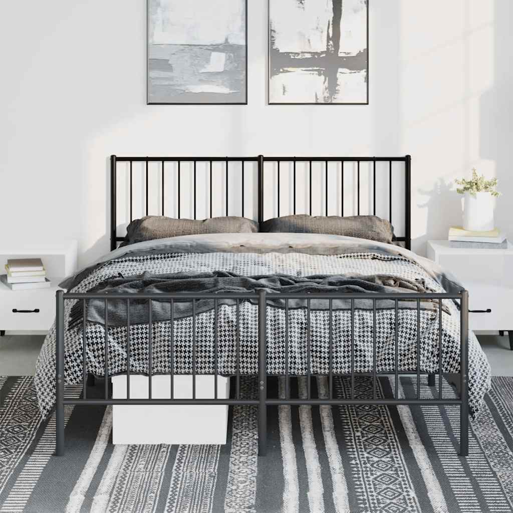 8720845721237_g_en_hd_2 vidaXL Metal Bed Frame without Mattress with Footboard Black 135x190 cm - Image 4