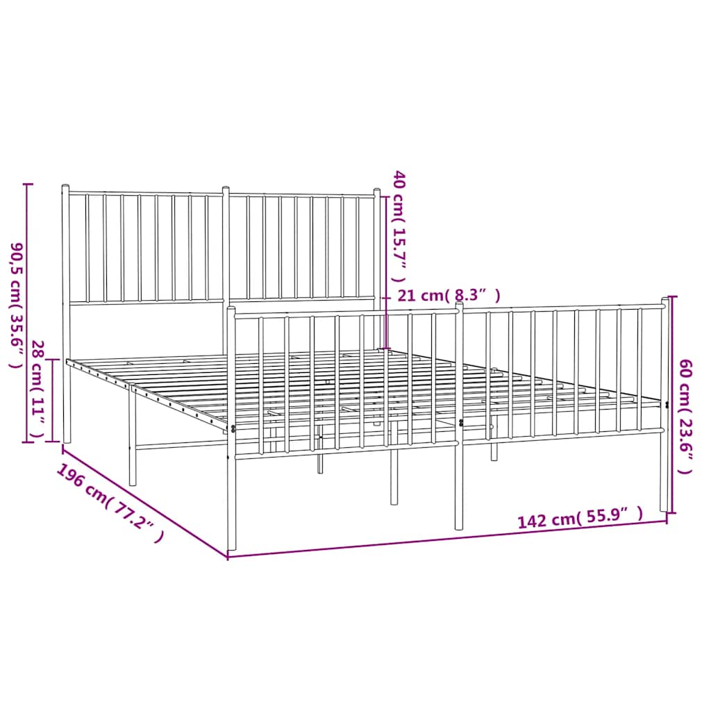 8720845721237_g_en_hd_8 vidaXL Metal Bed Frame without Mattress with Footboard Black 135x190 cm - Image 10
