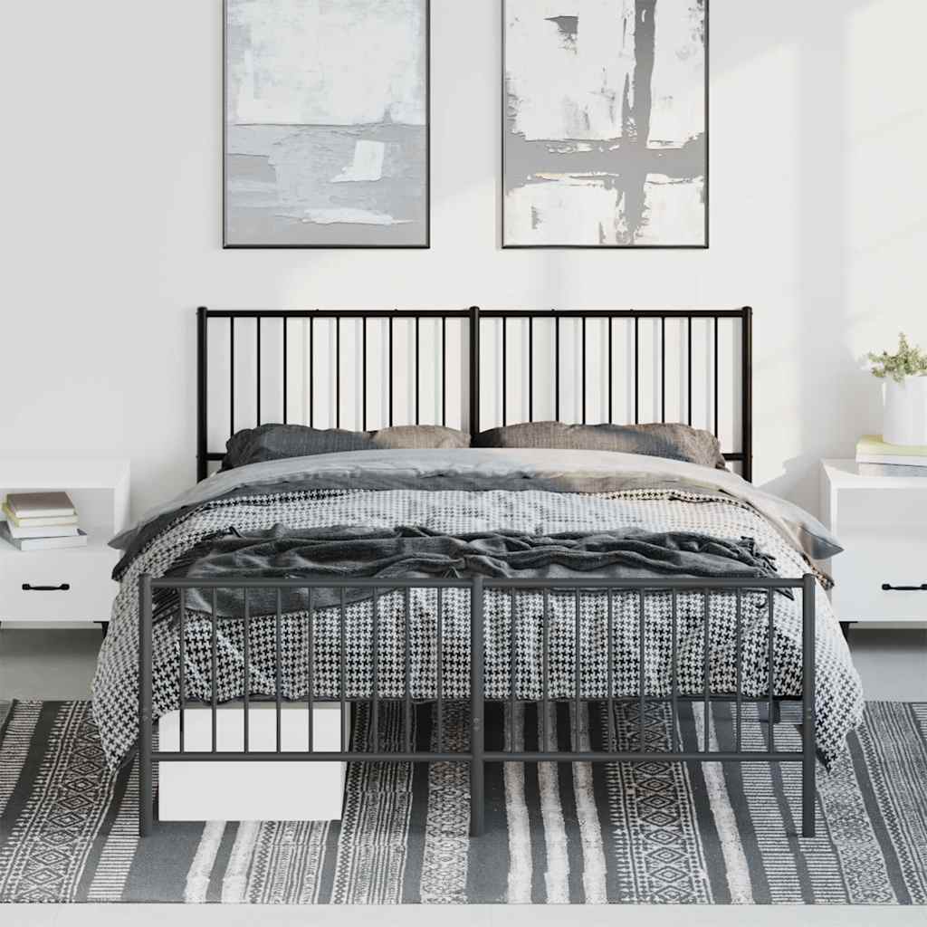 8720845721268_g_en_hd_2 vidaXL Metal Bed Frame without Mattress with Footboard Black 150x200 cm - Image 4